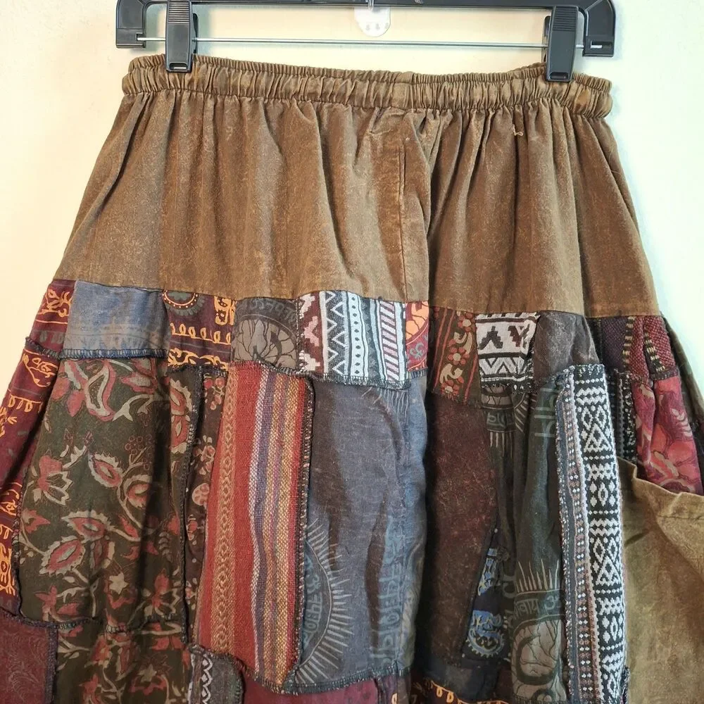 Kathmandu Patchwork Harem Pant Drop Crotch M Boho Festival Hippie Yoga Grunge